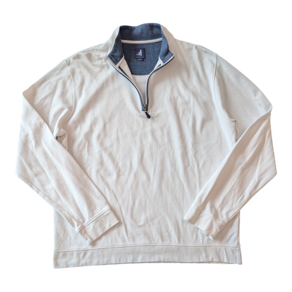 johnnie-O Sully Quarter Zip Pullover in White, Size Large - Picture 13 of 13